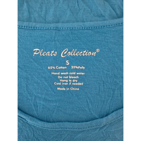 Pleats collection small women's blue dress with 3/4 sleeves - Picture 5 of 7